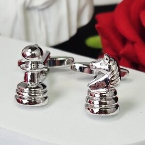 Chess Piece Cufflinks Knight Horse & Pawn Premium Heavy French Cuff Formal Gift